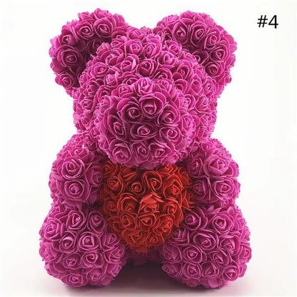 40Cm Rose Teddy Bear Flower Artificial Handmade Eternal Rose Bear Valentine'S Day Anniversary Bridal Baptism Wedding Mother'S Da