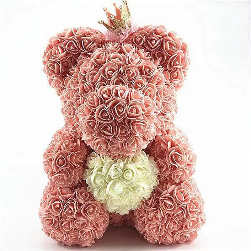 40Cm Rose Teddy Bear Flower Artificial Handmade Eternal Rose Bear Valentine'S Day Anniversary Bridal Baptism Wedding Mother'S Da