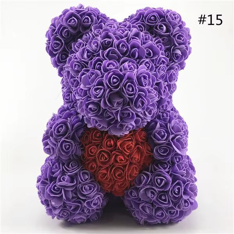 40Cm Rose Teddy Bear Flower Artificial Handmade Eternal Rose Bear Valentine'S Day Anniversary Bridal Baptism Wedding Mother'S Da