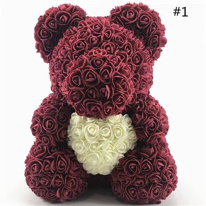 40Cm Rose Teddy Bear Flower Artificial Handmade Eternal Rose Bear Valentine'S Day Anniversary Bridal Baptism Wedding Mother'S Da