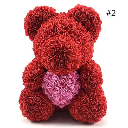 40Cm Rose Teddy Bear Flower Artificial Handmade Eternal Rose Bear Valentine'S Day Anniversary Bridal Baptism Wedding Mother'S Da