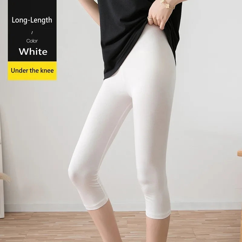 Womens Plus Size High Stretch Modal Capri Leggings