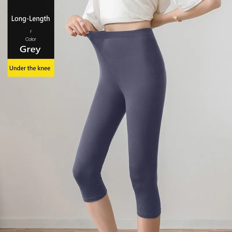 Womens Plus Size High Stretch Modal Capri Leggings