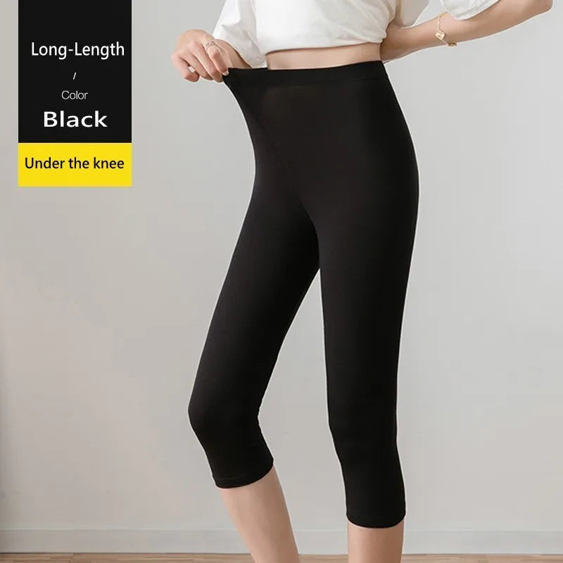 Womens Plus Size High Stretch Modal Capri Leggings