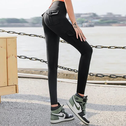 High Waist Womens Tights - Multi Pocket Active Leggings