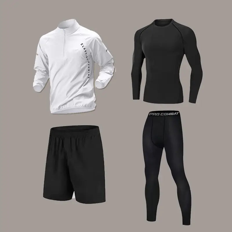 Mens Quick-Dry Long-Sleeve Sports Set - Autumn Running  Cycling Gym Wear