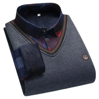 Mens Velvet-Lined Stand-Up Collar Sweater - Thickened Casual AutumnWinter Wear