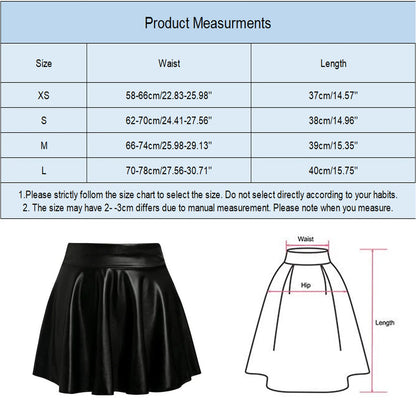 High Waist Metallic Leather Pleated Mini Skirt