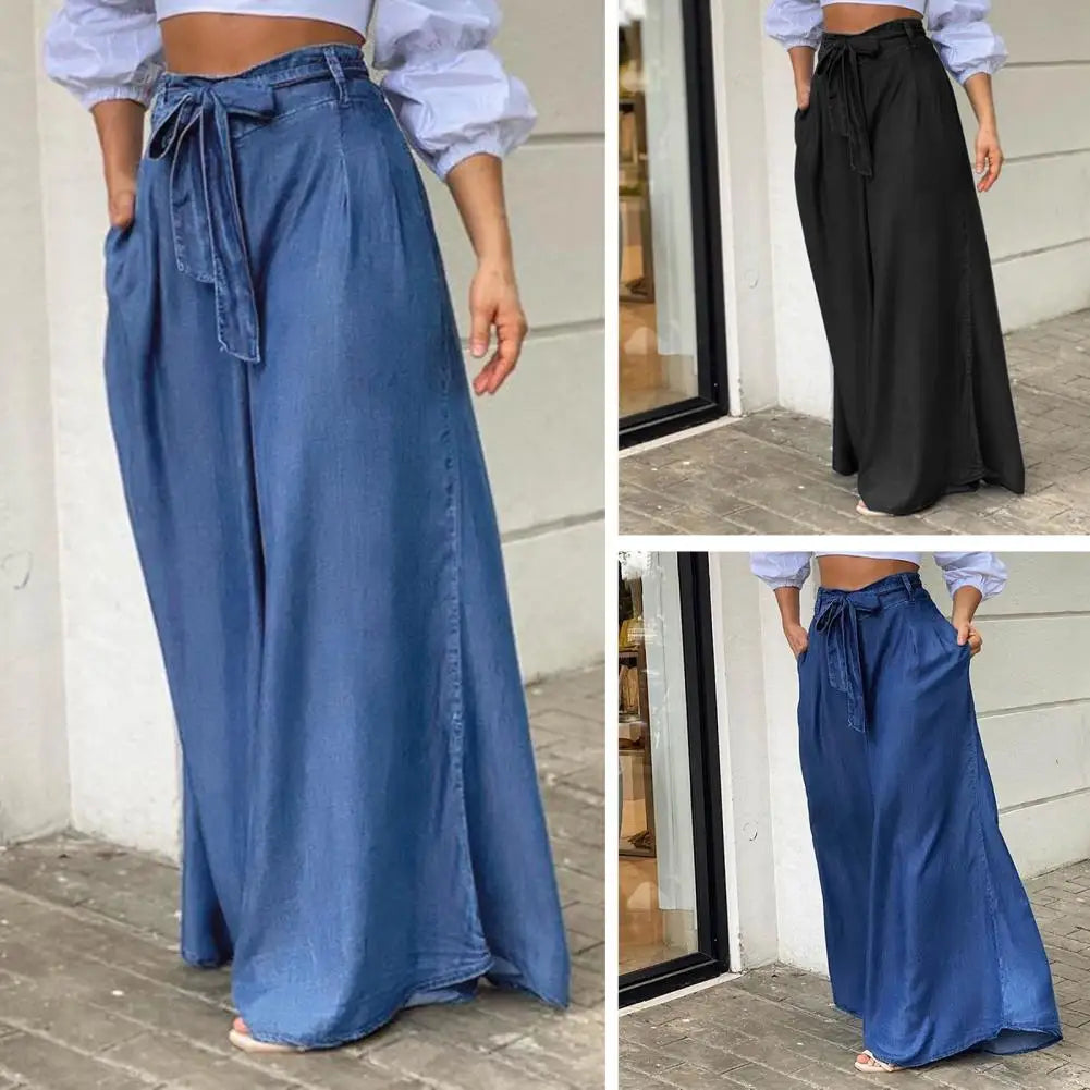 Chic Quick-Dry Womens Trousers - Loose Lace-Up Floor Length Pants