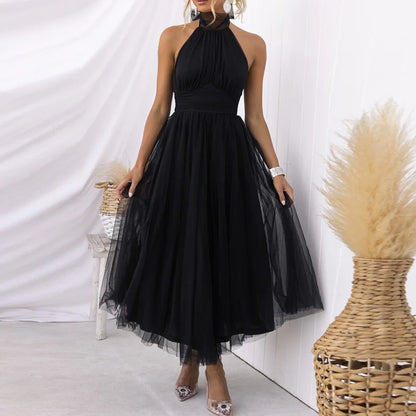 Elegant V Neck Maxi Dress - Womens Autumn Lantern Sleeve Party Dress