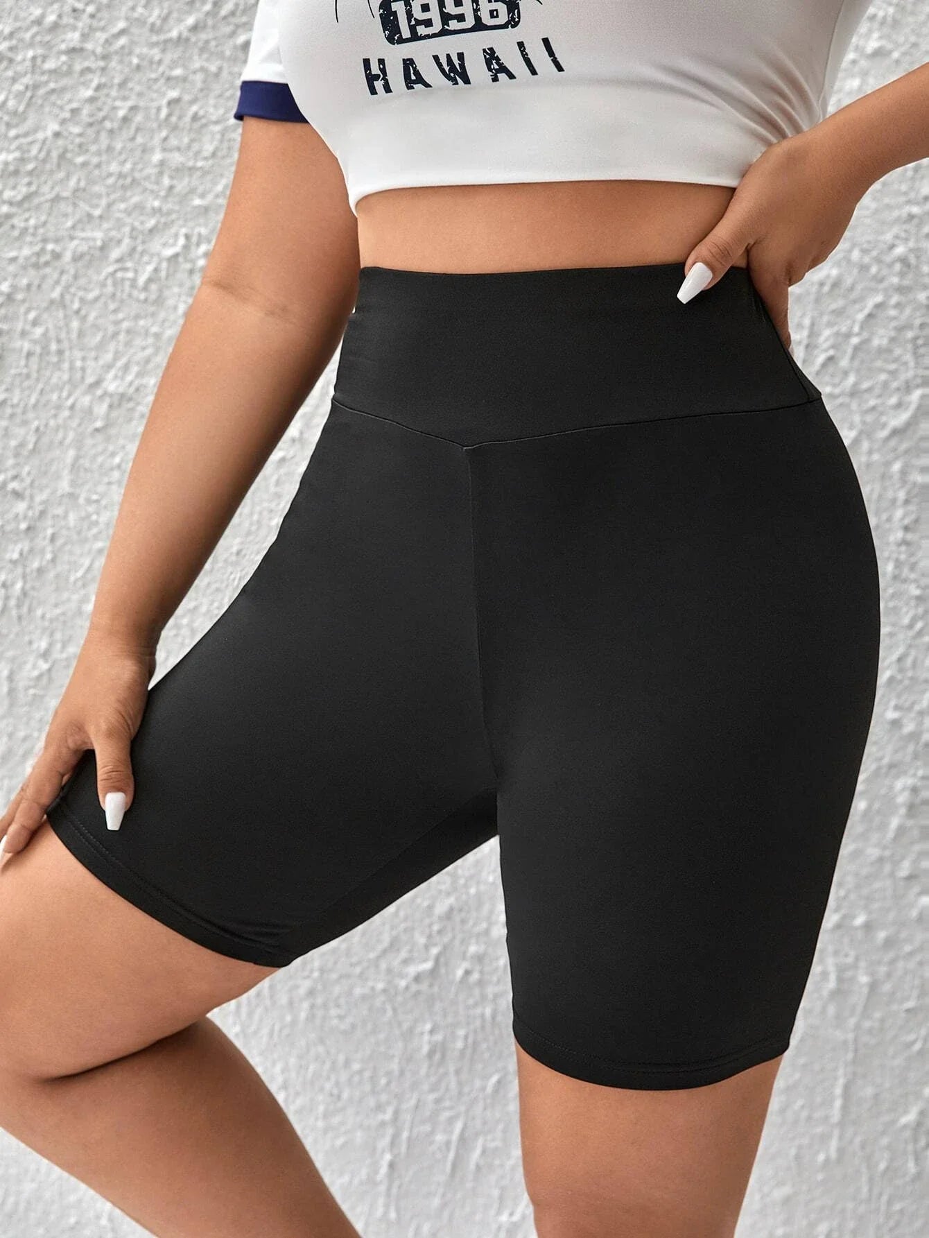 Plus Size High-Waisted Elastic Sports Shorts for Women