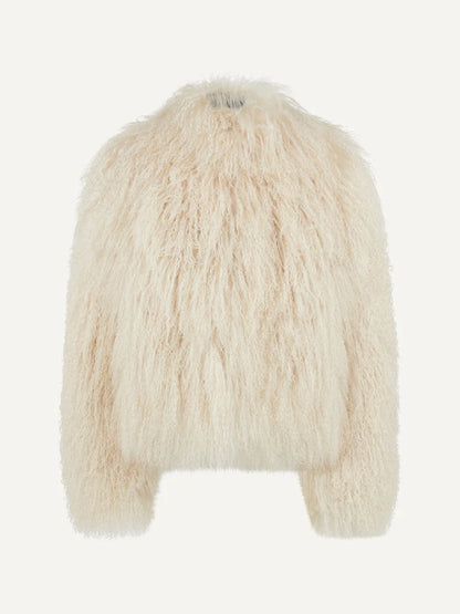 Warm Faux Mongolian Sheepskin Fur Coat for Women