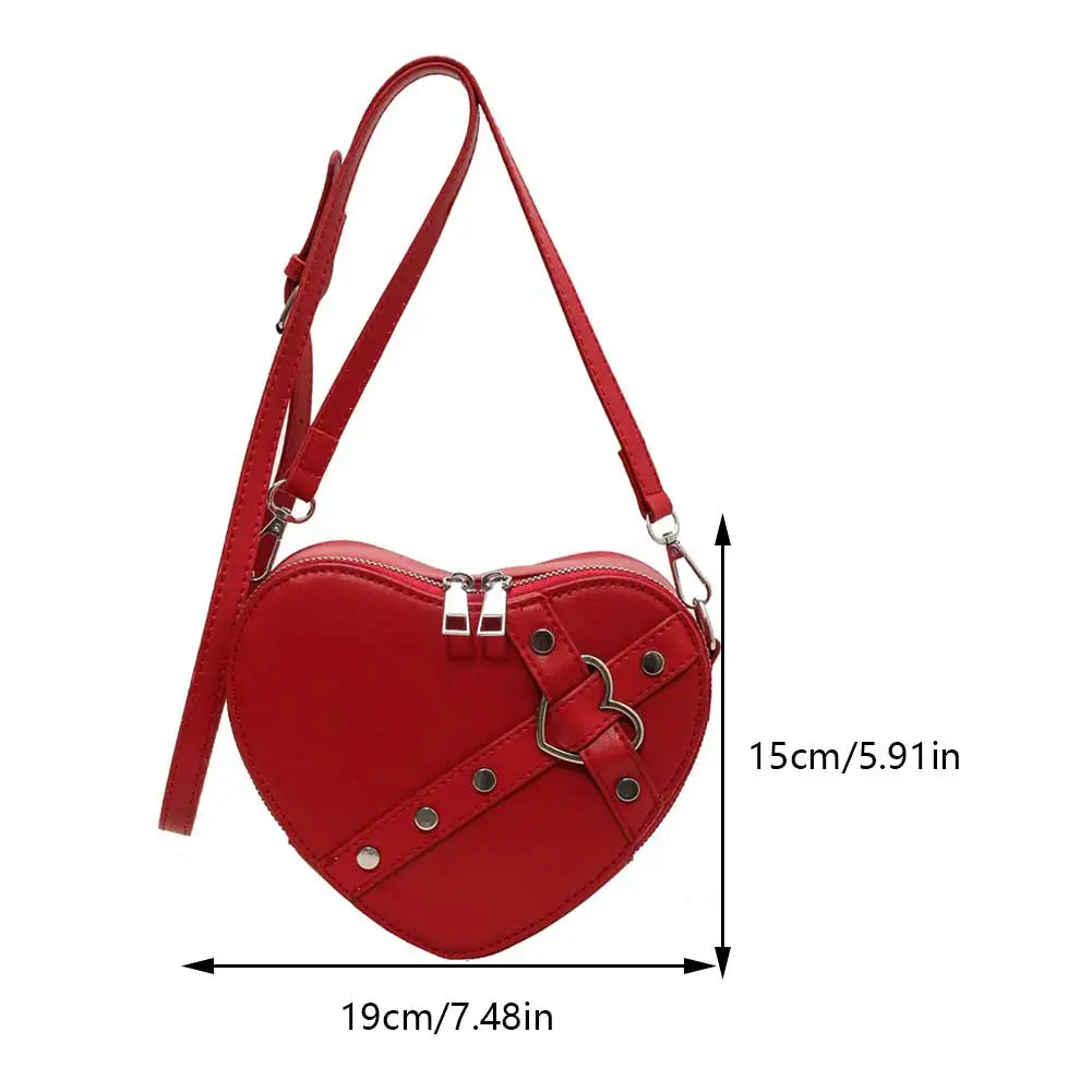 Gothic Heart Crossbody Bag - Vintage Y2K Shoulder Tote for Women