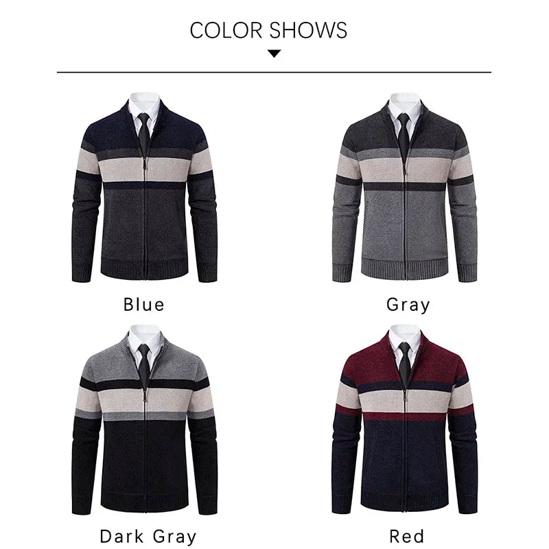 Elegant Slim Fit Zip-Up Golf Sweater Coat for Men