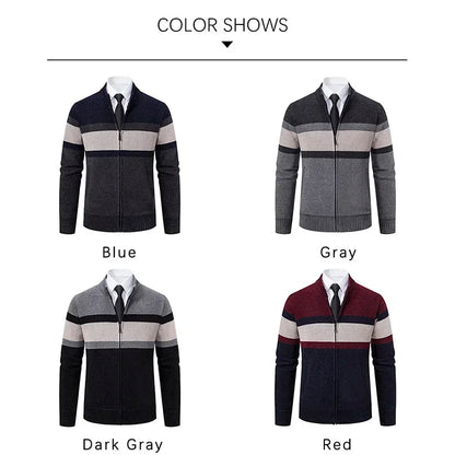 Elegant Slim Fit Zip-Up Golf Sweater Coat for Men