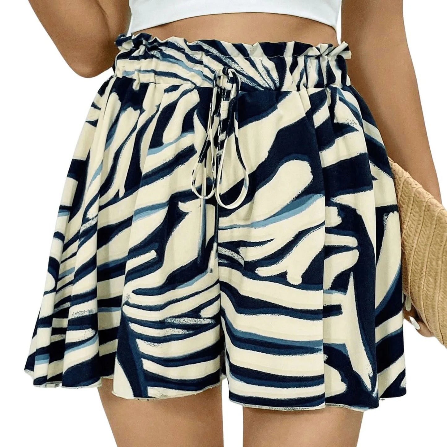 Boho High Waist Shorts - Womens Casual Summer Beachwear