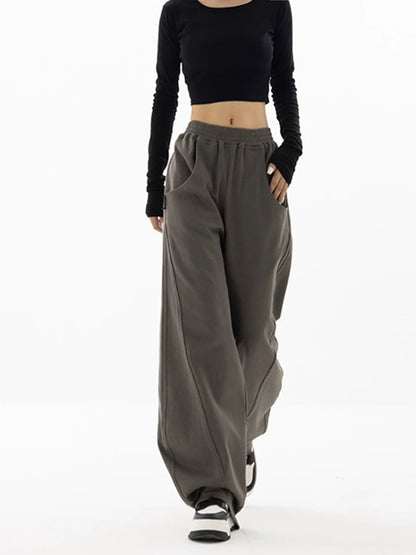 Vintage Y2K High Waist Baggy Wide Leg Sweatpants - Korean Streetwear Trousers for Women