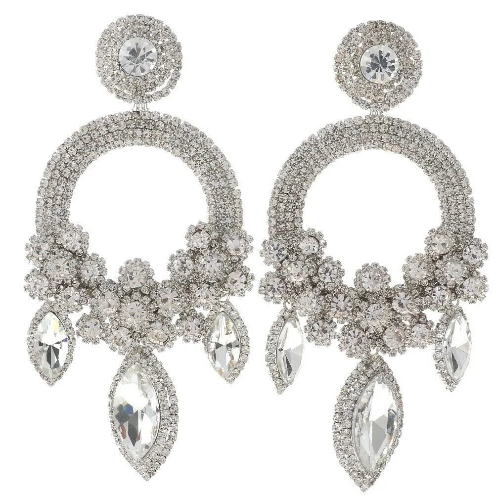 Shiny Rhinestone Dangle Earrings - Fashion Jewelry for Women