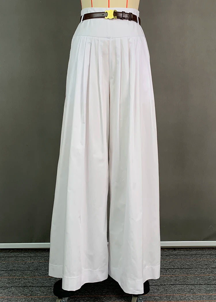 Wide Leg Palazzo Pants - High Waist Casual Trousers with Pockets for Women