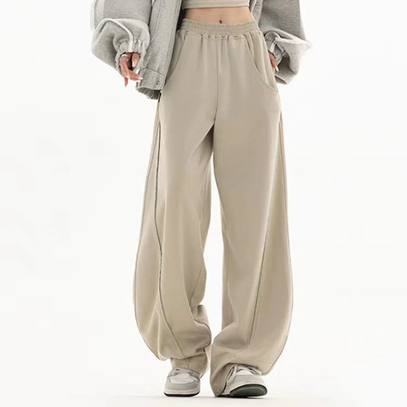 Vintage Y2K High Waist Baggy Wide Leg Sweatpants - Korean Streetwear Trousers for Women