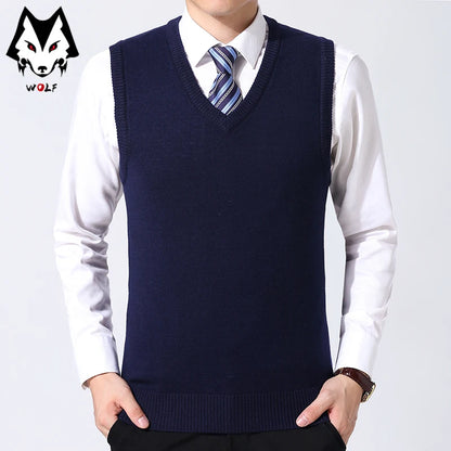 Knitted Mens Thick Sweater Tank Top for Autumn  Winter Daily Wear