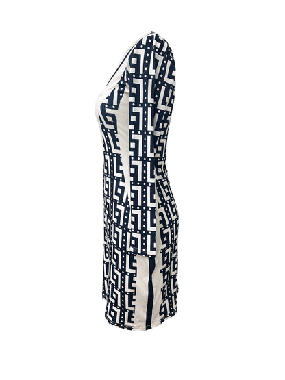 Womens Geometry Print Wrap Dress - Trendy SpringSummer Fashion