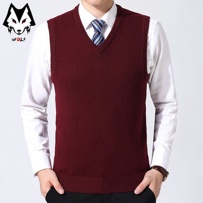 Knitted Mens Thick Sweater Tank Top for Autumn  Winter Daily Wear