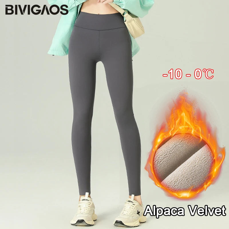 High Waist Velvet Sharkskin Leggings for Women