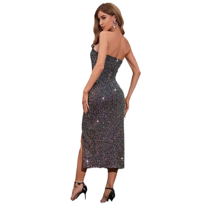 Elegant Strapless Sequin Dress for Women