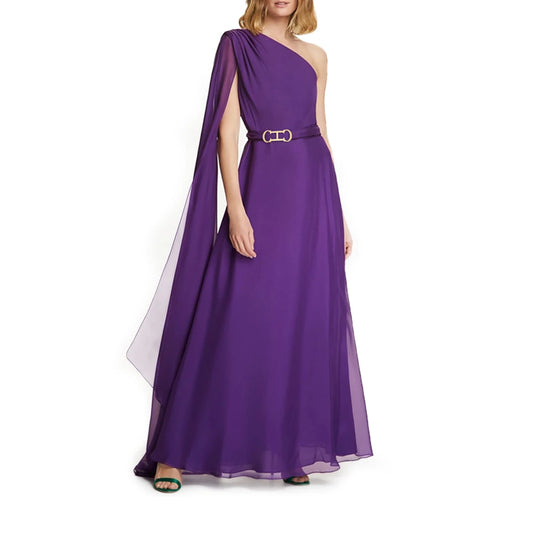 Elegant Slant Shoulder Maxi Dress - Formal Evening Dress for Prom  Party