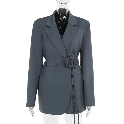 Womens Notch Collar Blazer - Retro Pocket Long Sleeve Fashion Jacket for Autumn  Winter