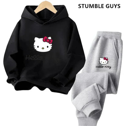 Hello Kitty Girls Hoodie  Pants Set  Cute  Cozy Kids Outfit