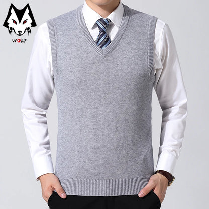 Knitted Mens Thick Sweater Tank Top for Autumn  Winter Daily Wear