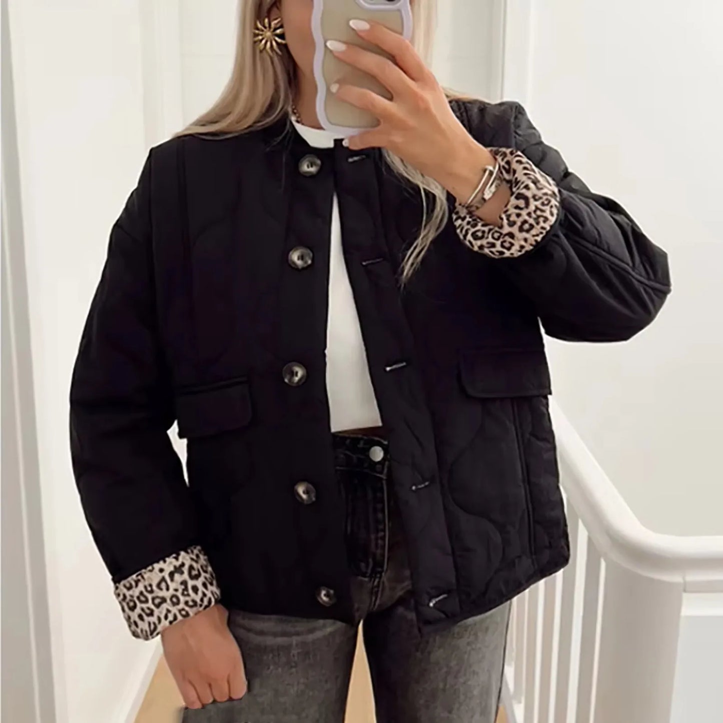 Vintage Quilted Cotton Coat for Women - Cozy Casual Winter Jacket