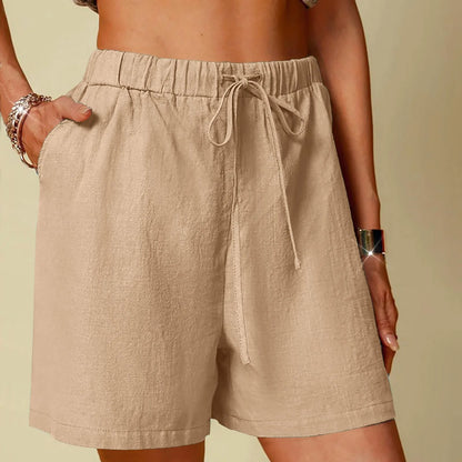 Womens Wide Leg Linen Shorts - Casual Quick Dry Loose Pants