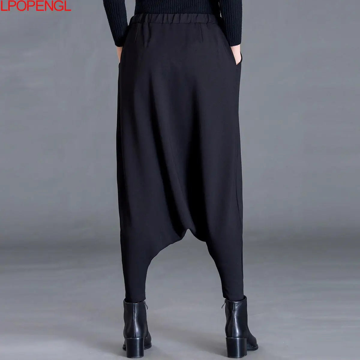 Womens Oversized Harem Pants - Loose Elastic Waist Trousers