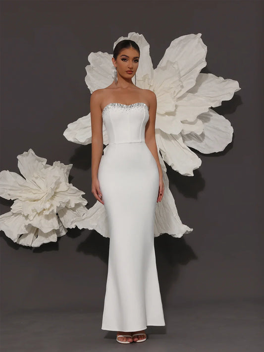 White Bandage Dress - Elegant Luxury Cocktail Evening Dress