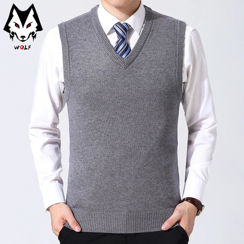 Knitted Mens Thick Sweater Tank Top for Autumn  Winter Daily Wear