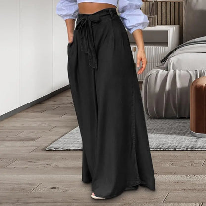 Chic Quick-Dry Womens Trousers - Loose Lace-Up Floor Length Pants