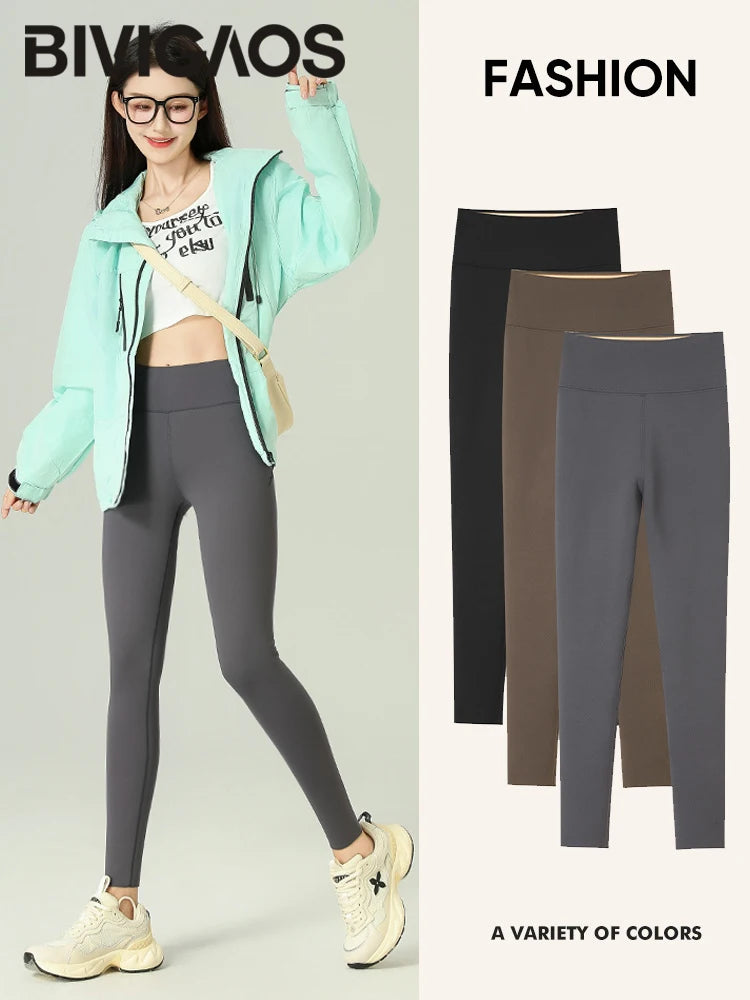 High Waist Velvet Sharkskin Leggings for Women