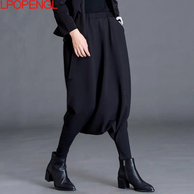 Womens Oversized Harem Pants - Loose Elastic Waist Trousers