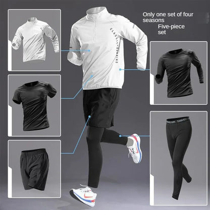 Mens Quick-Dry Long-Sleeve Sports Set - Autumn Running  Cycling Gym Wear