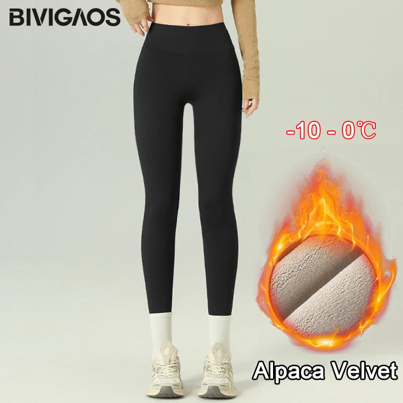 High Waist Velvet Sharkskin Leggings for Women