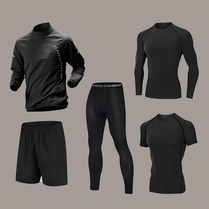 Mens Quick-Dry Long-Sleeve Sports Set - Autumn Running  Cycling Gym Wear