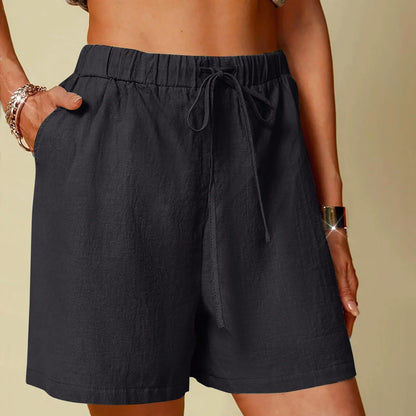 Womens Wide Leg Linen Shorts - Casual Quick Dry Loose Pants