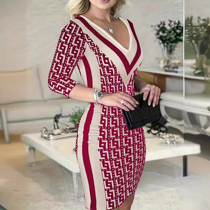 Womens Geometry Print Wrap Dress - Trendy SpringSummer Fashion