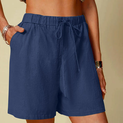 Womens Wide Leg Linen Shorts - Casual Quick Dry Loose Pants