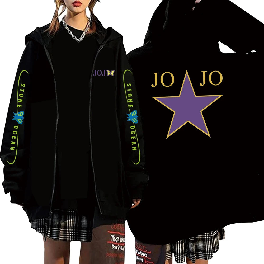 JoJos Bizarre Adventure Oversized Hoodie - Unisex Pullover Jacket for Fans