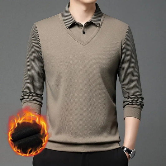 Slim Fit Striped Pullover Sweater - Knitted Mens Top for Formal Fall Winter