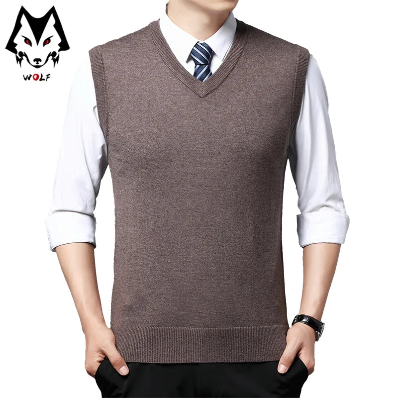 Knitted Mens Thick Sweater Tank Top for Autumn  Winter Daily Wear